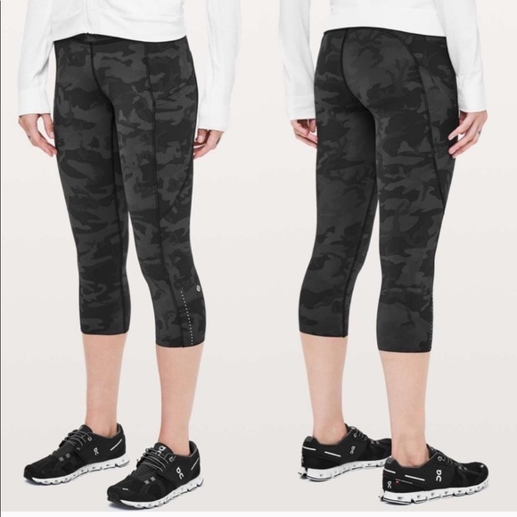 Lululemon Fast and Free Crop II 19" Camo Size 4 - Picture 1 of 7